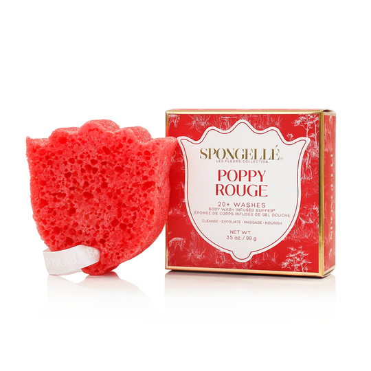 LES FLEURS BODY WASH INFUSED BUFFER 20+ - POPPY ROUGE (RED) banner