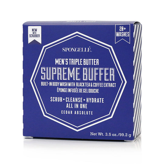 MEN'S SUPREME BUFFER WITH SCRUBBER - CEDAR ABSOLUTE banner