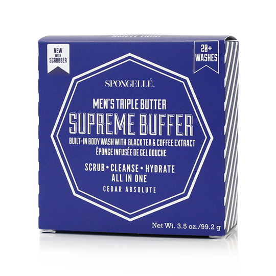 MEN'S SUPREME BUFFER WITH SCRUBBER - CEDAR ABSOLUTE banner