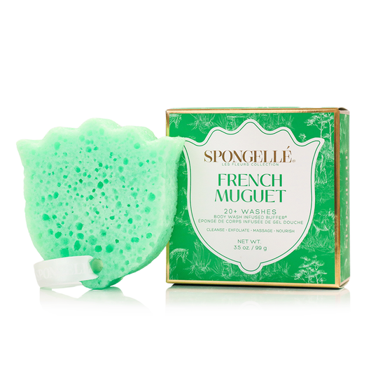 LES FLEURS BODY WASH INFUSED BUFFER 20+ - FRENCH MUGUET (GREEN) banner